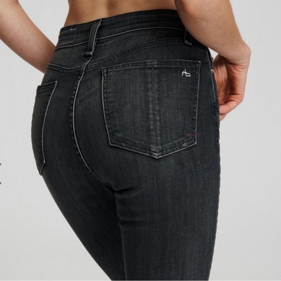 Rag & Bone Nina High-Rise Ankle Skinny Jeans - Washed Black, Size 28 - Picture 2 of 12